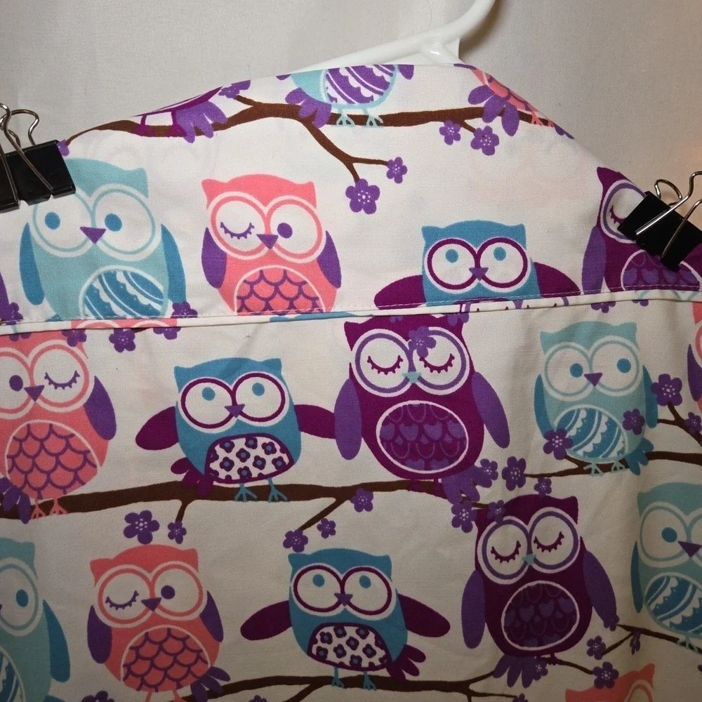 Living Quarters Owl Birds Twin Sheet Set Flat & Fitted Sheet Pink Purple Blue